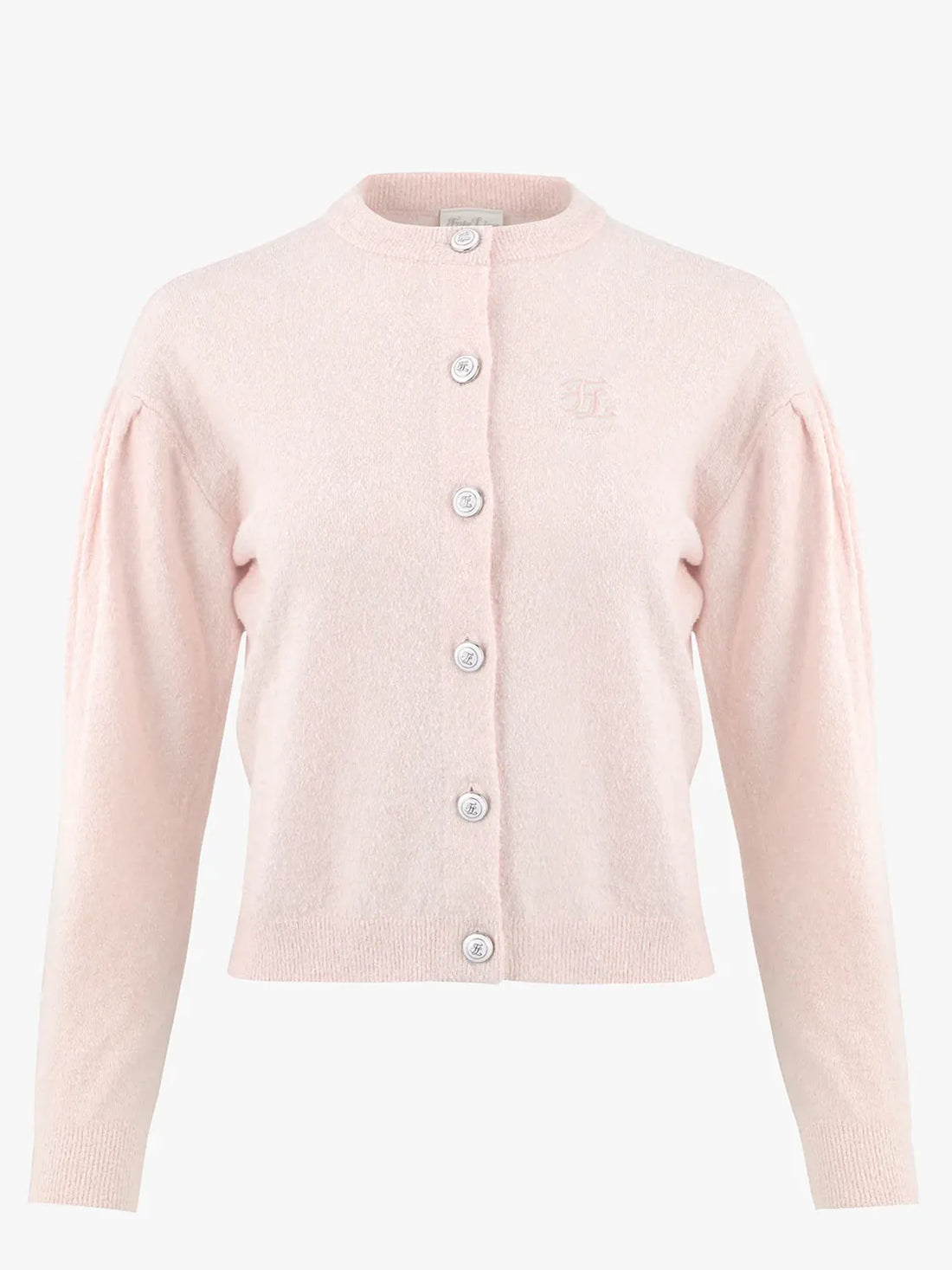 FAIRLIAR Puff Cropped Cardigan-Pink