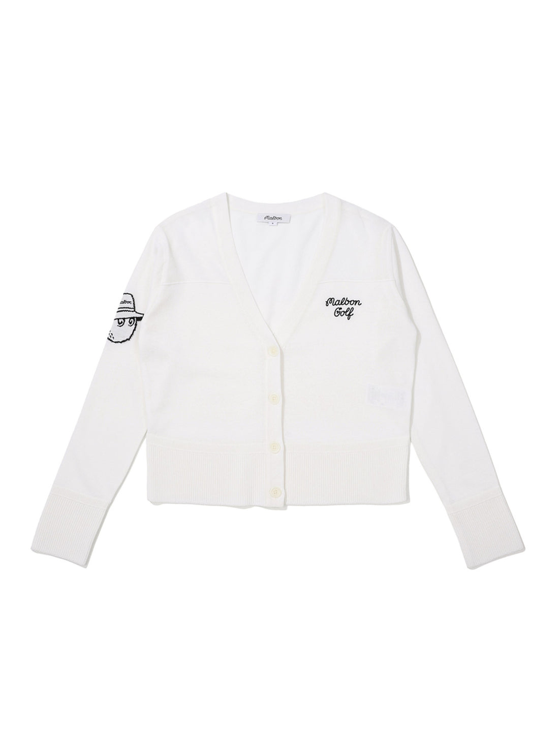 Malbon MESH BURKET KNIT CARDIGAN-White