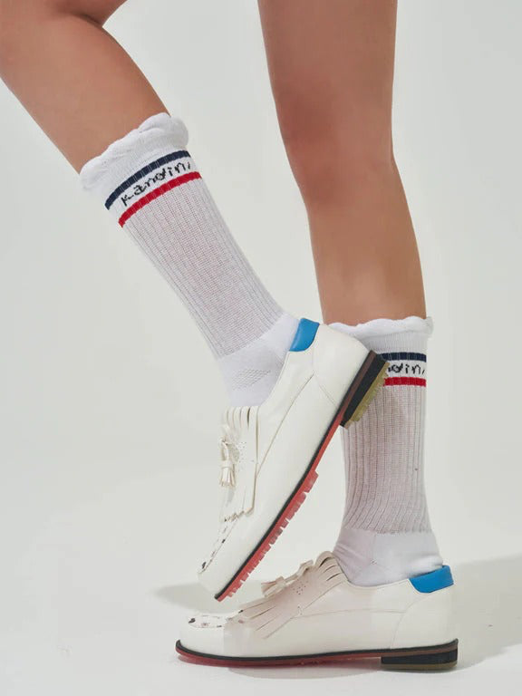 Kandini Frill Crew Socks-White