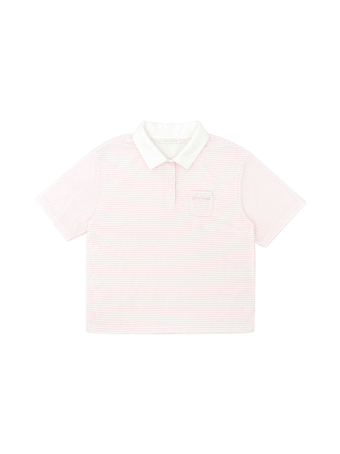 Piv‘vee Giant Stripe Terry PK Shirt-Bubble Pink