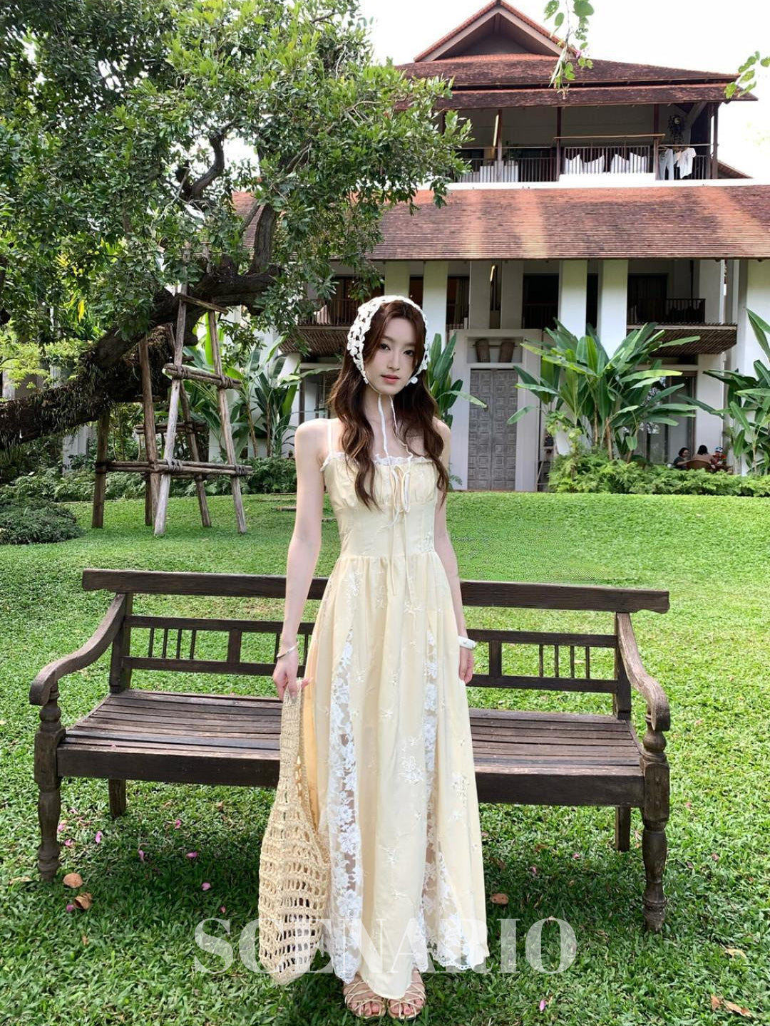 SCENARIO Butter Lace Garden Dress-Yellow