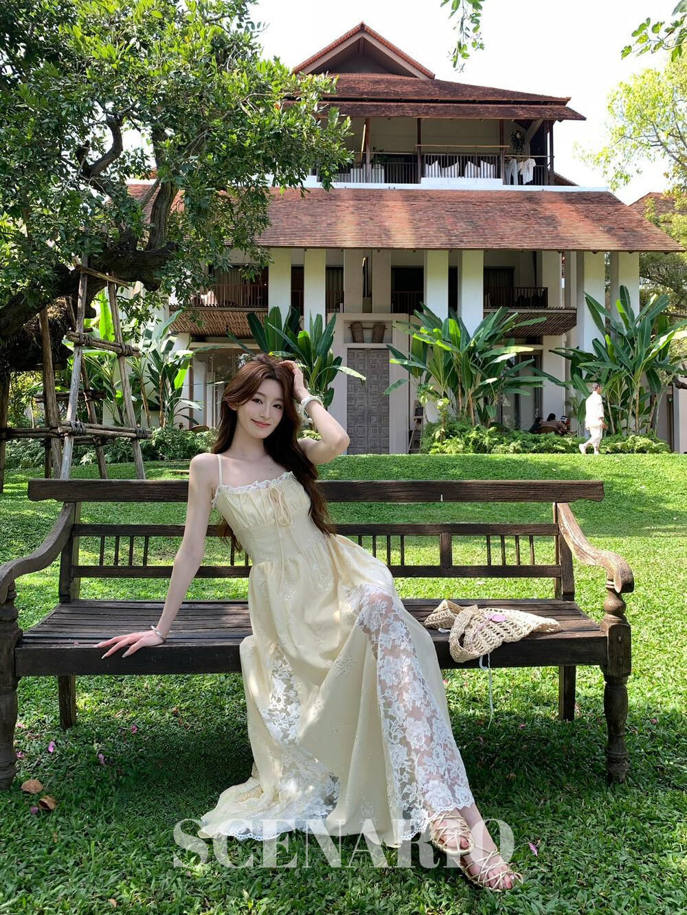 SCENARIO Butter Lace Garden Dress-Yellow