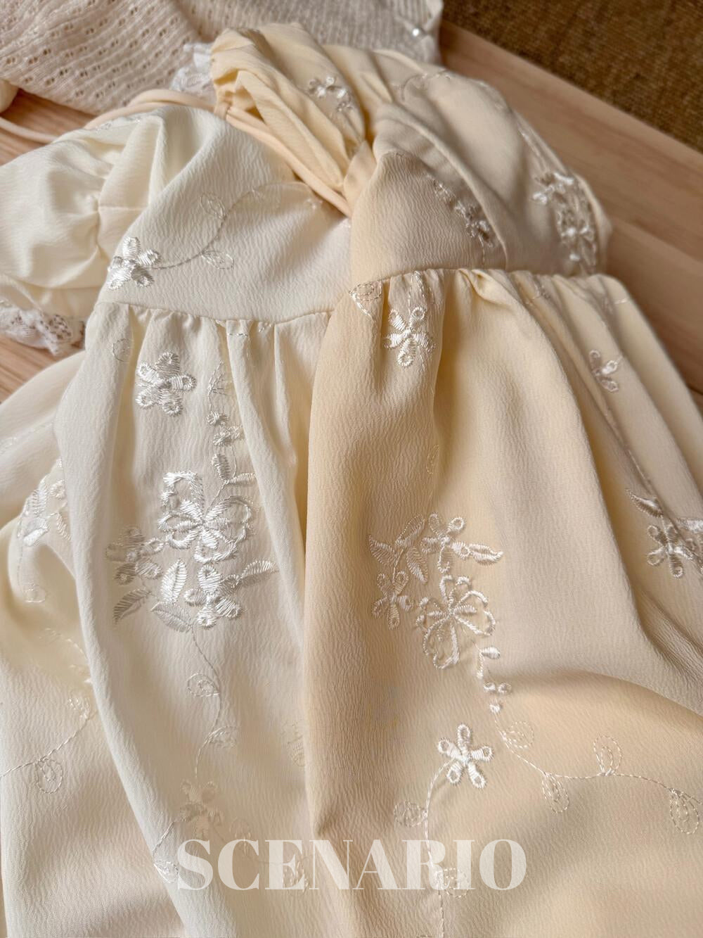 SCENARIO Butter Lace Garden Dress-Yellow