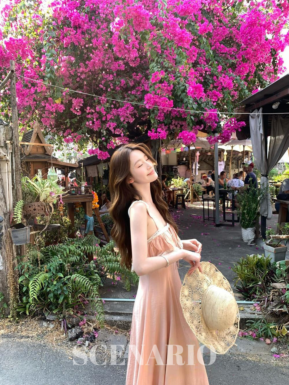 SCENARIO Rosy Breeze Lace Maxi Dress-Pink