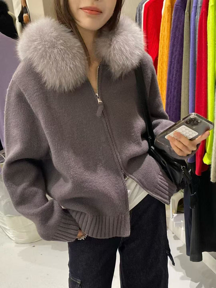 SCENARIO Fox & Knit Zip-Two Colors