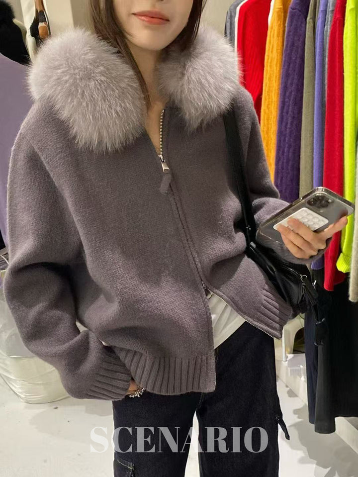 SCENARIO Fox & Knit Zip-Two Colors