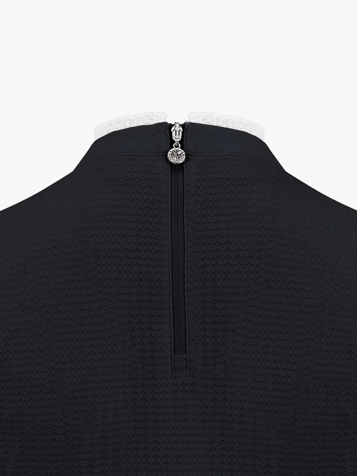 FAIRLIAR  Frill High Neck 3/4 Sleeve T-Shirt-Black