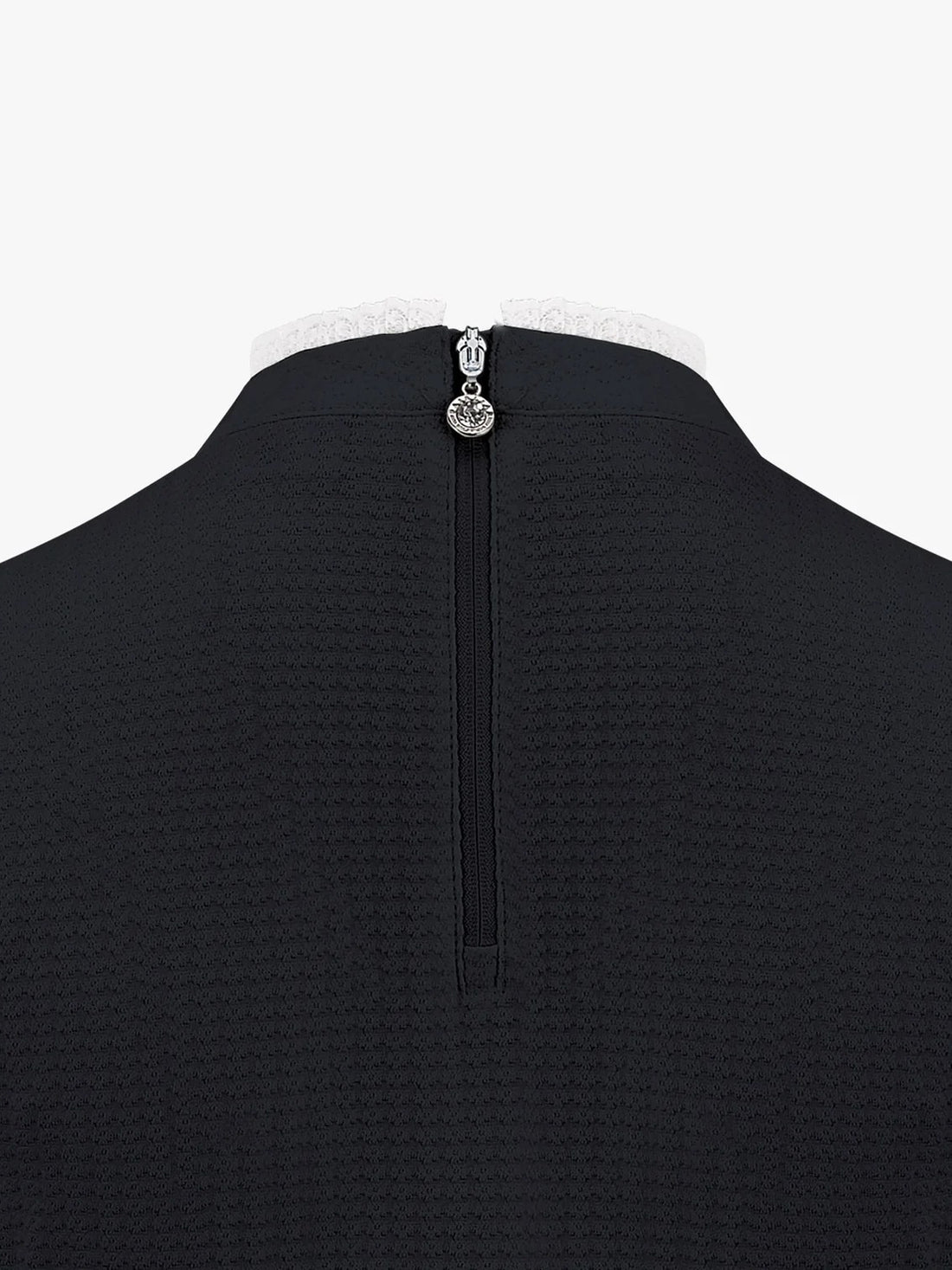 FAIRLIAR  Frill High Neck 3/4 Sleeve T-Shirt-Black