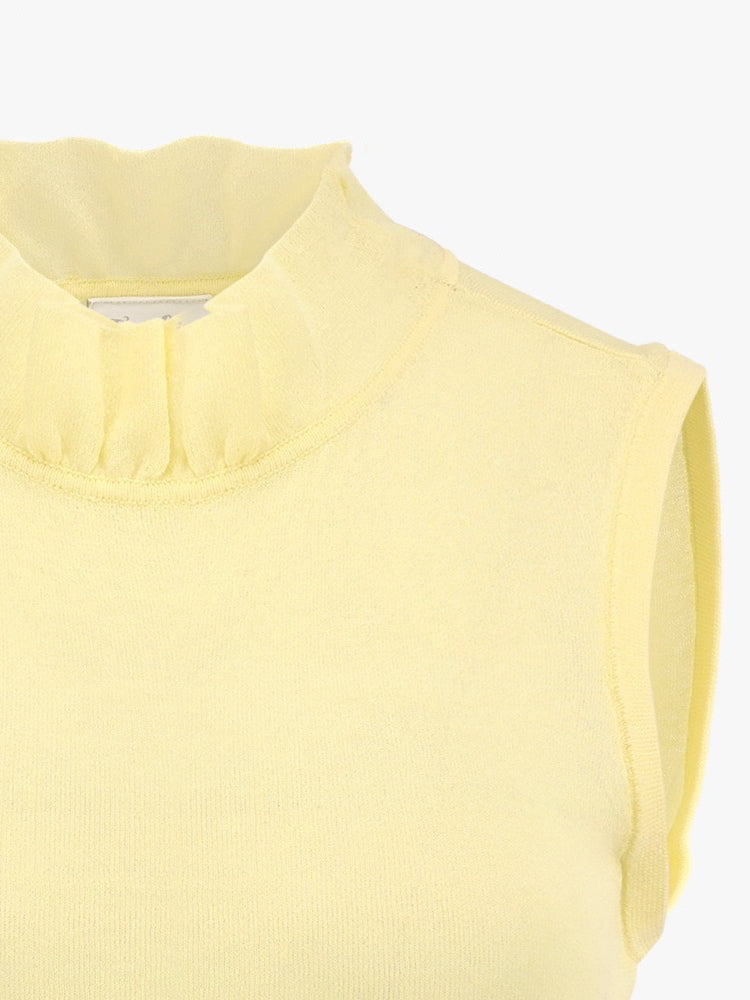 FAIRLIAR Tulip Collar Sleeveless Knit-2 Colors