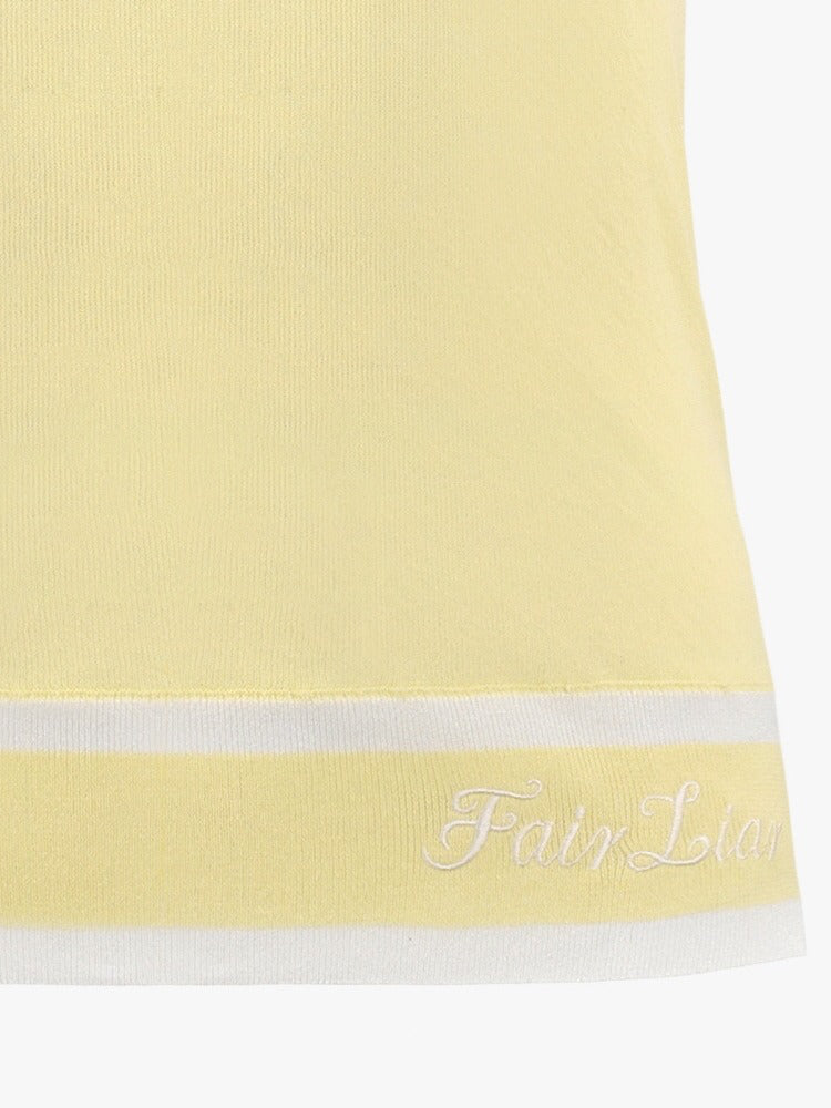 FAIRLIAR Tulip Collar Sleeveless Knit-2 Colors