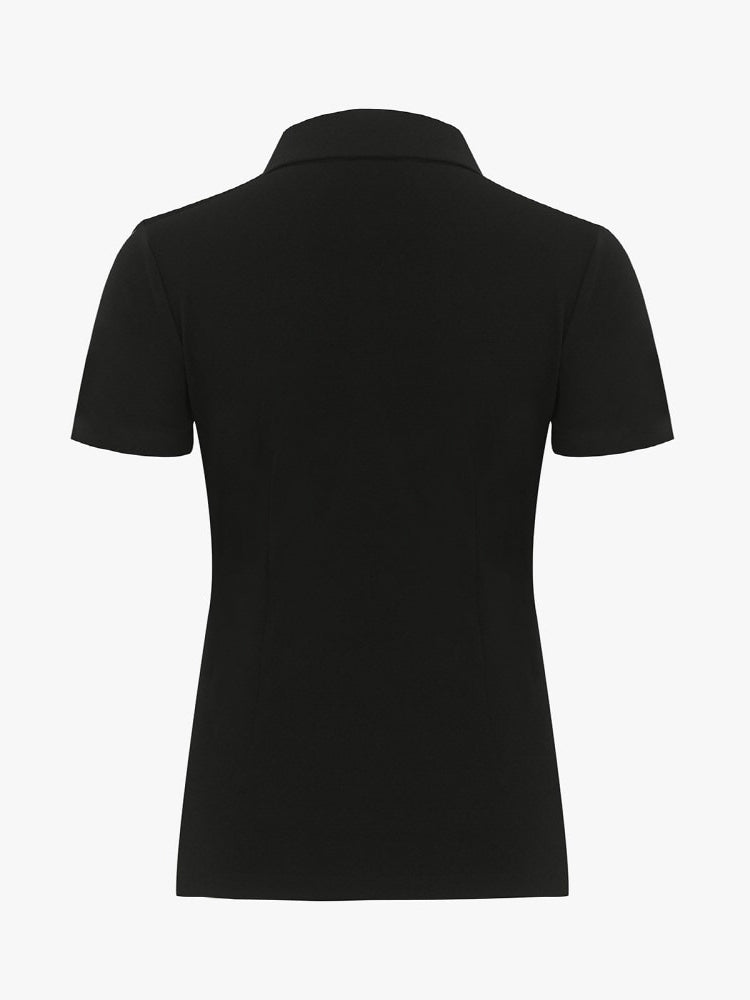FAIRLIAR V-Neck Scarf Set T-Shirt-Black