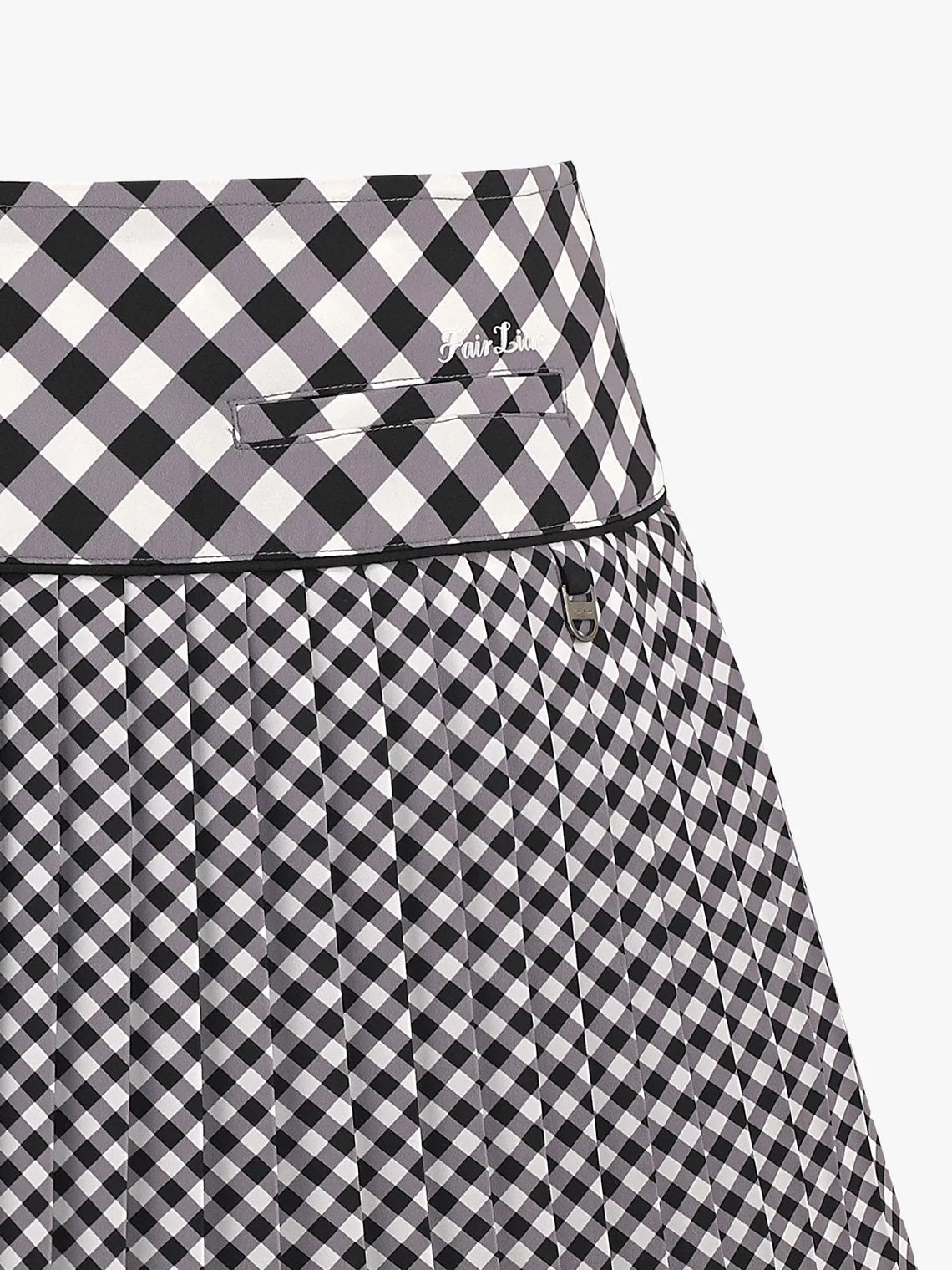 FAIRLIAR Check Flare Pleated Skirt-Black