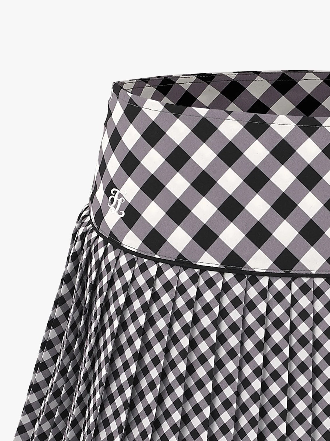 FAIRLIAR Check Flare Pleated Skirt-Black