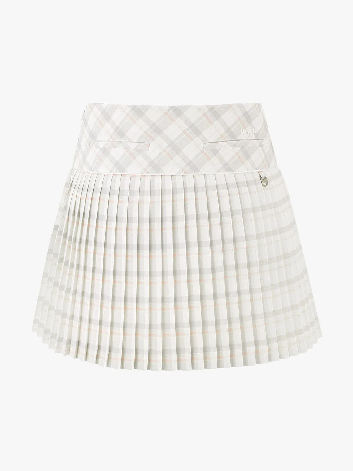 FAIRLIAR Check Flare Pleated Skirt-Grey