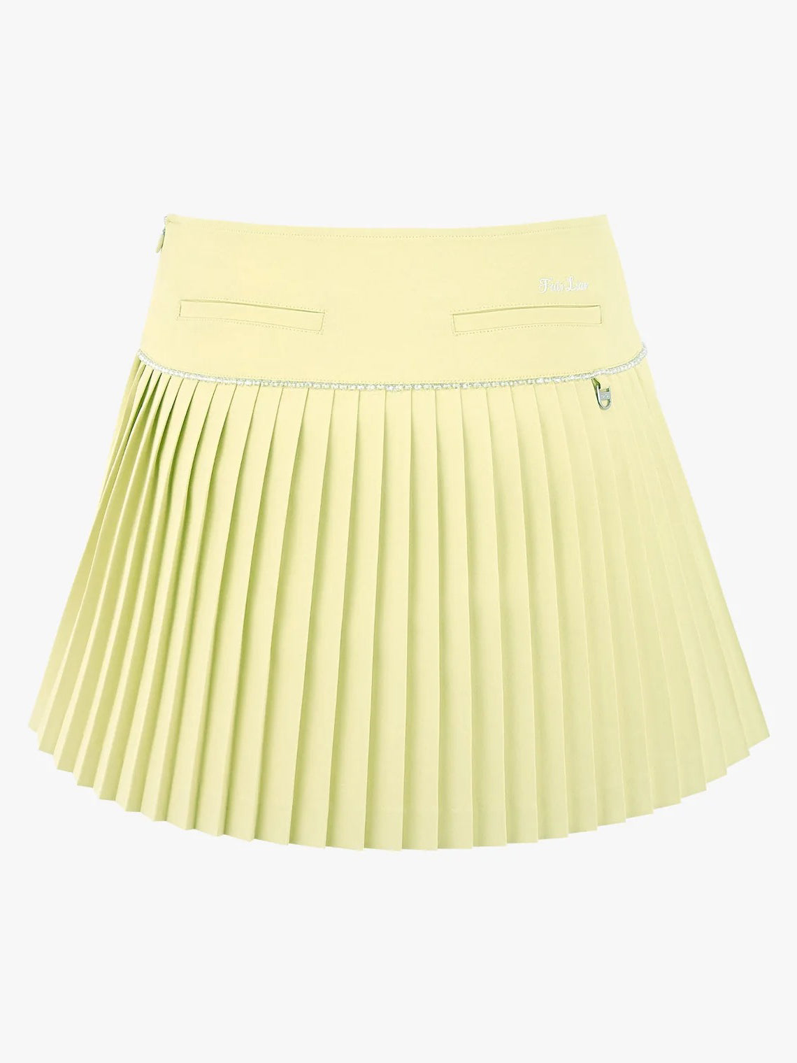FAIRLIAR Check Flare Pleated Skirt-Lemon Yellow