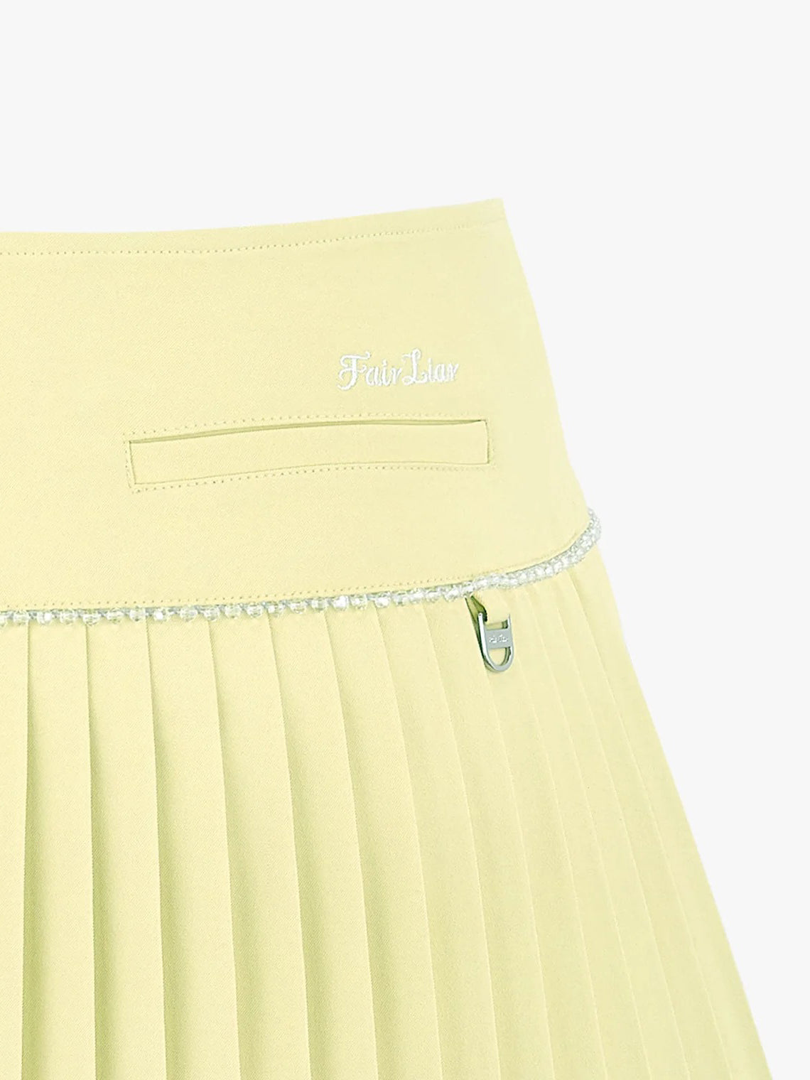 FAIRLIAR Check Flare Pleated Skirt-Lemon Yellow
