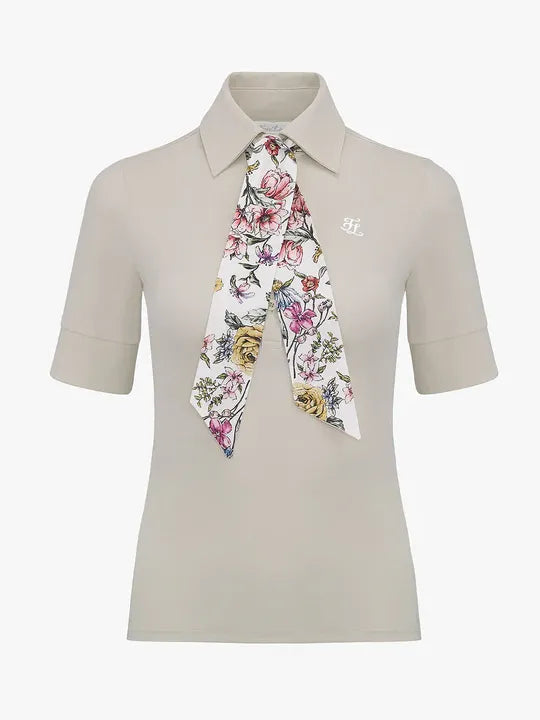 FAIRLIAR  Flower Scarf Set T-Shirt-Beige