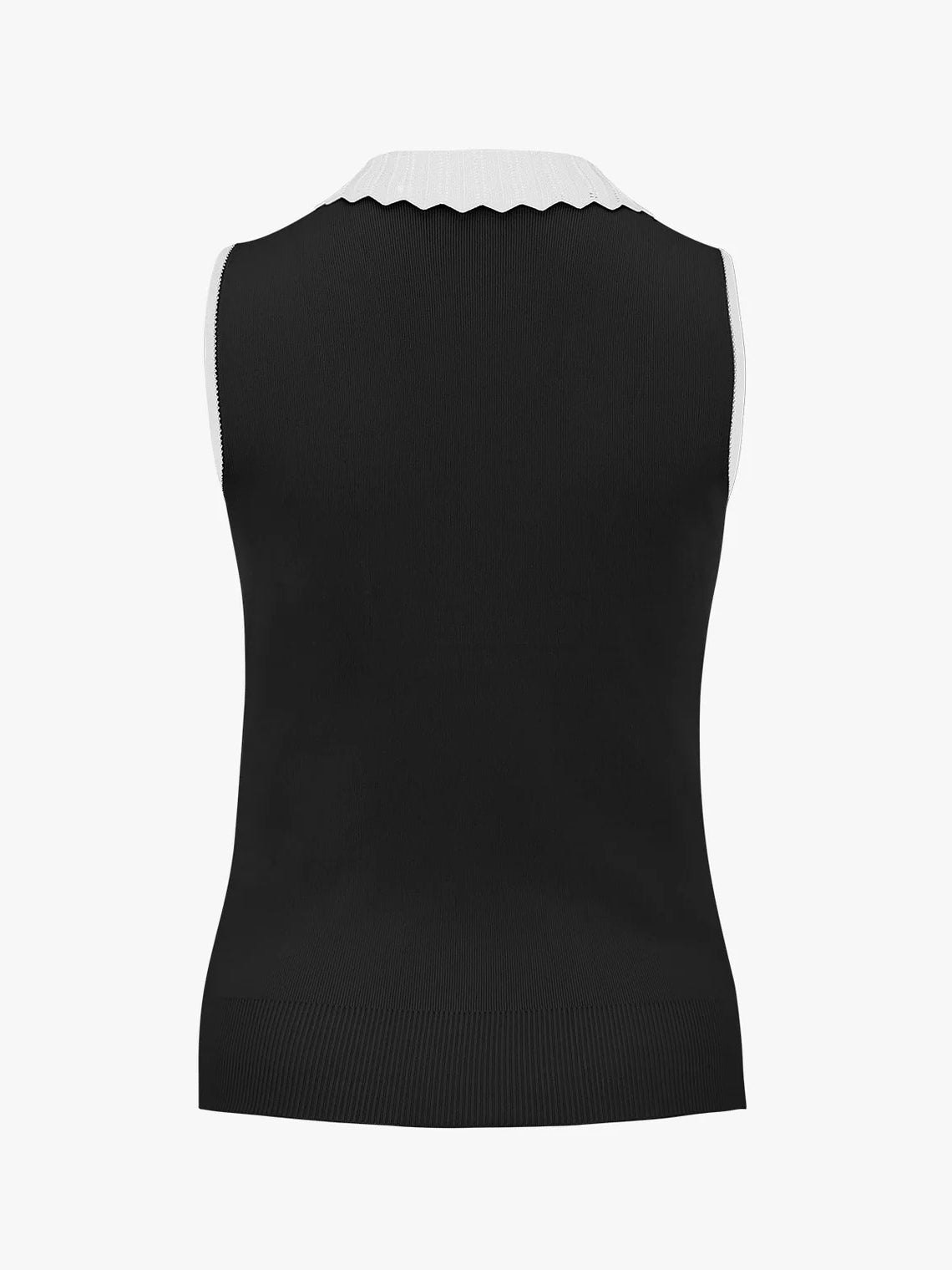 FAIRLIAR  Lace Collar Sleeveless Knit-Black