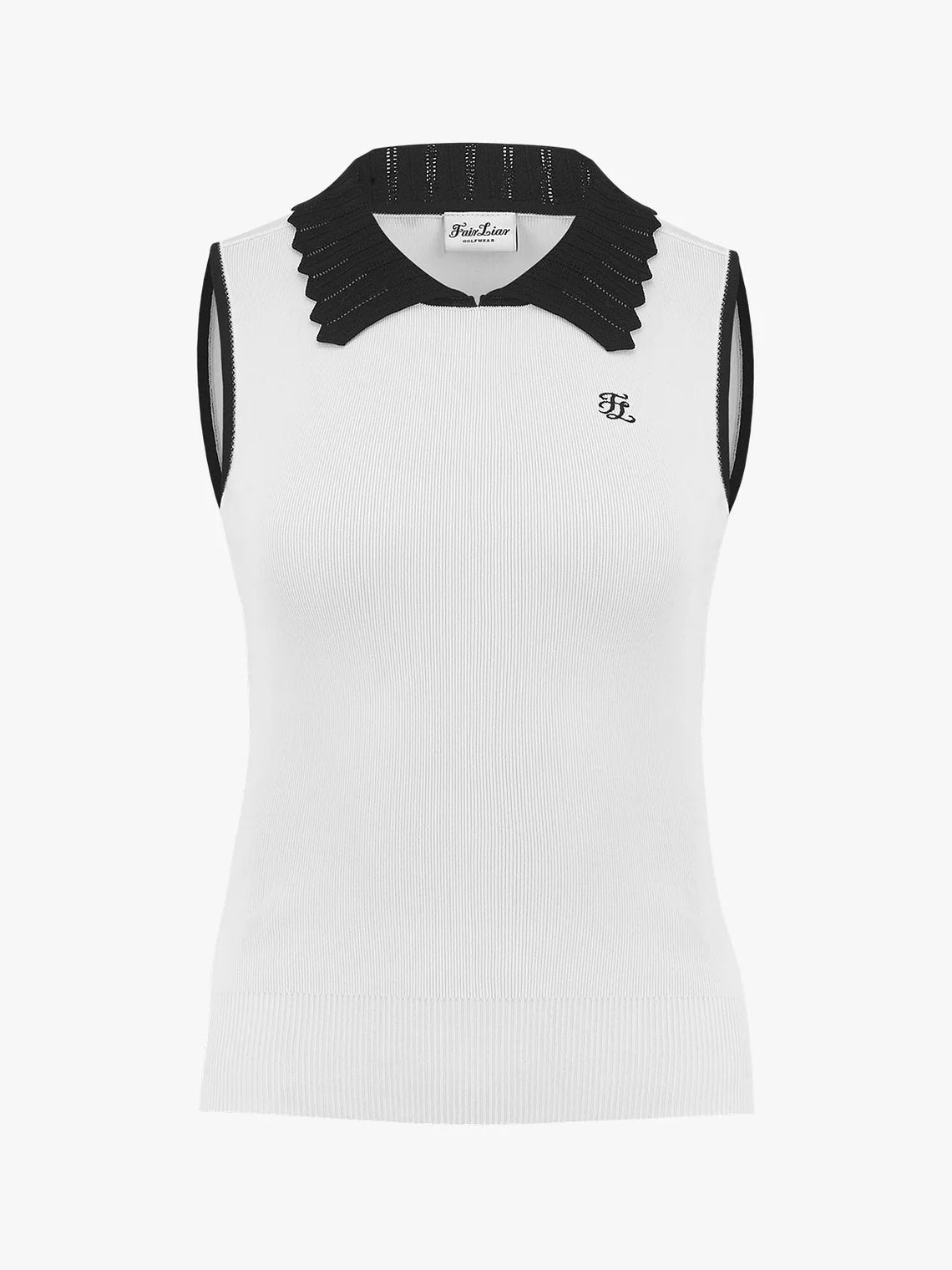 FAIRLIAR  Lace Collar Sleeveless Knit-White