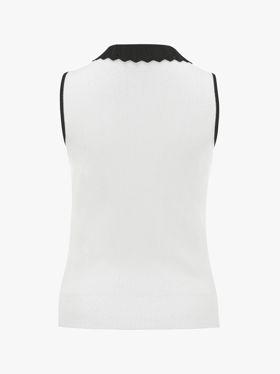 FAIRLIAR  Lace Collar Sleeveless Knit-White