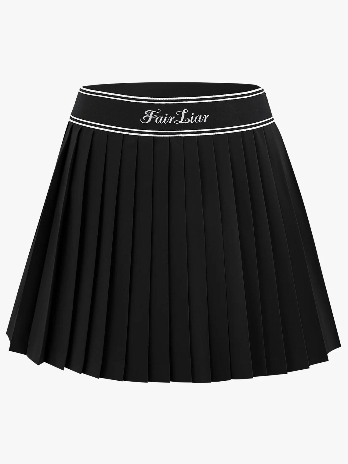 FAIRLIAR Logo Jacquard Band Pleated Skirt-Black