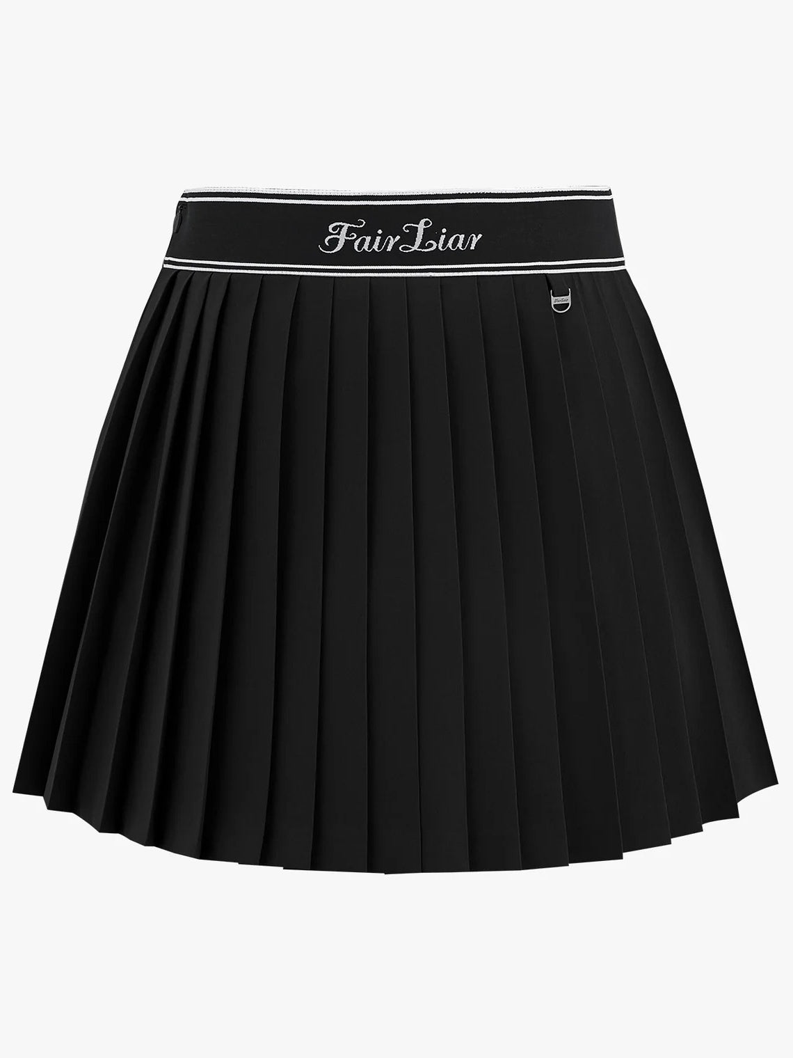 FAIRLIAR Logo Jacquard Band Pleated Skirt-Black