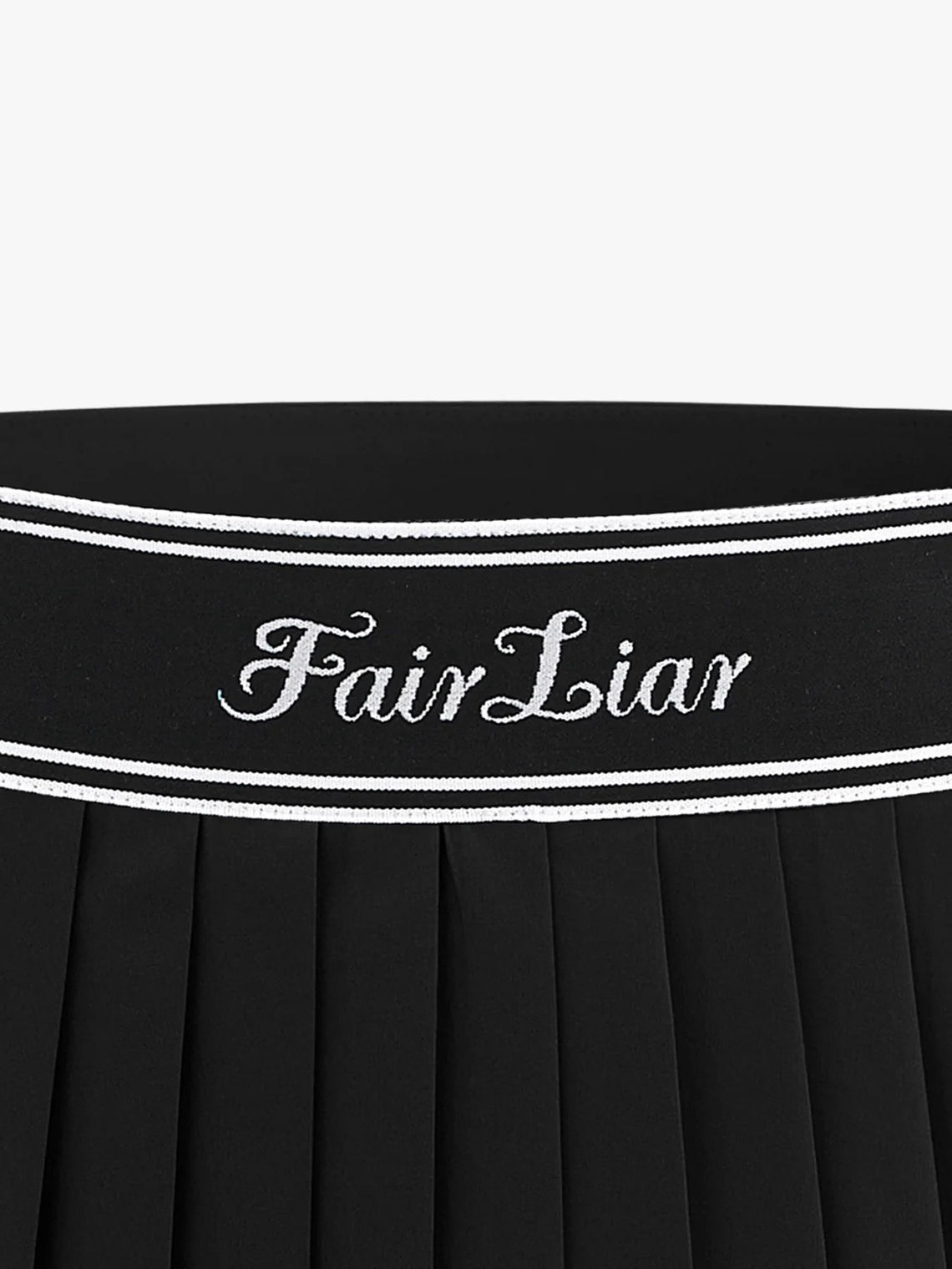 FAIRLIAR Logo Jacquard Band Pleated Skirt-Black