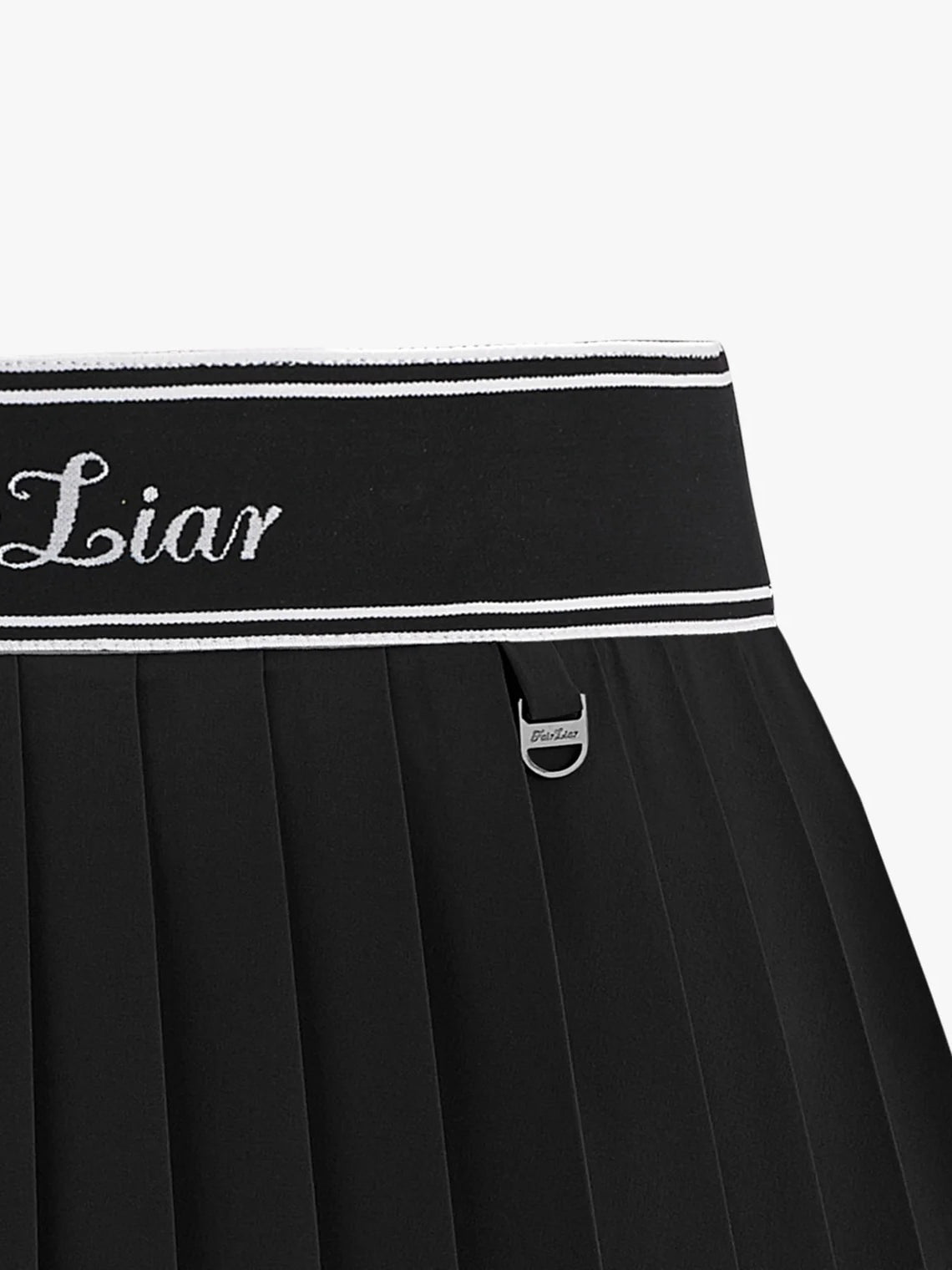 FAIRLIAR Logo Jacquard Band Pleated Skirt-Black