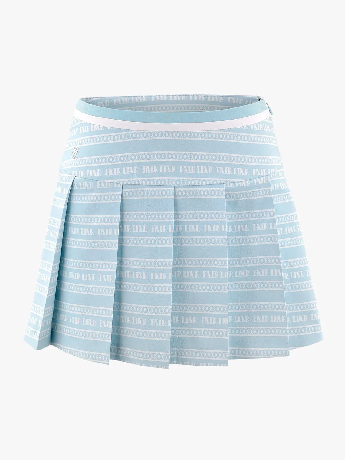 FAIRLIAR Logo Pattern Print Pleated Skirt-Mint Blue
