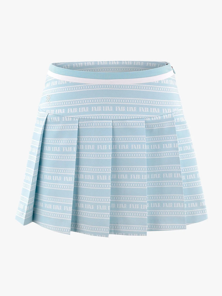 FAIRLIAR Logo Pattern Print Pleated Skirt-Mint