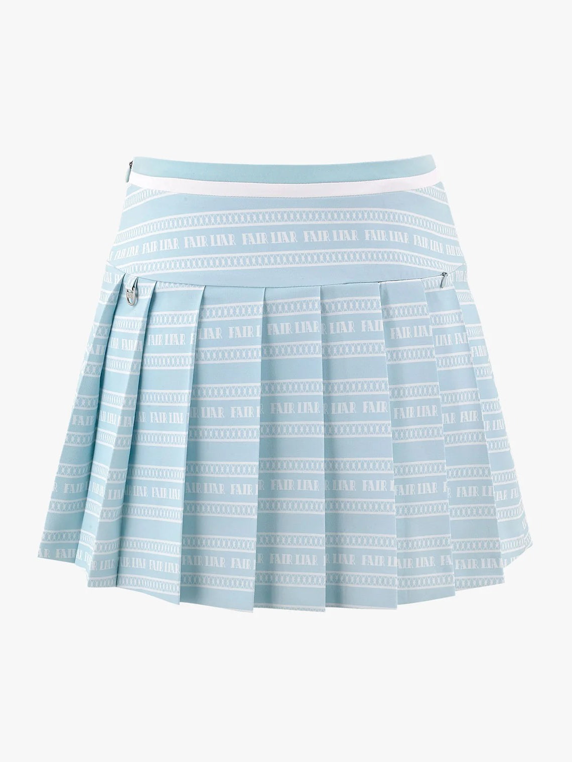 FAIRLIAR Logo Pattern Print Pleated Skirt-Mint Blue