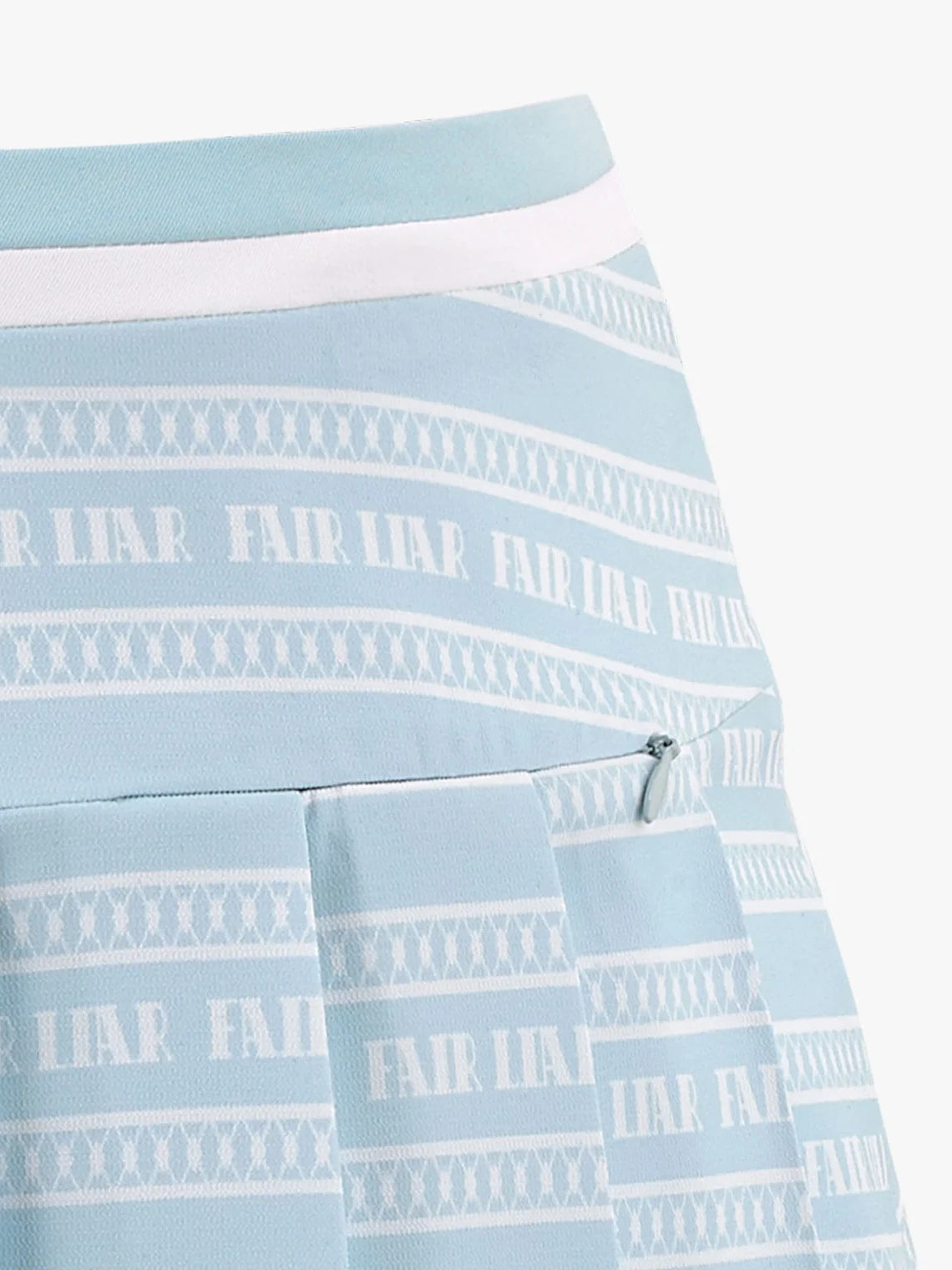 FAIRLIAR Logo Pattern Print Pleated Skirt-Mint Blue