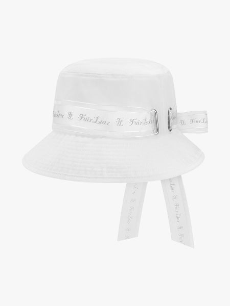 FAIRLIAR Logo Tape Trim Bucket Hat-White
