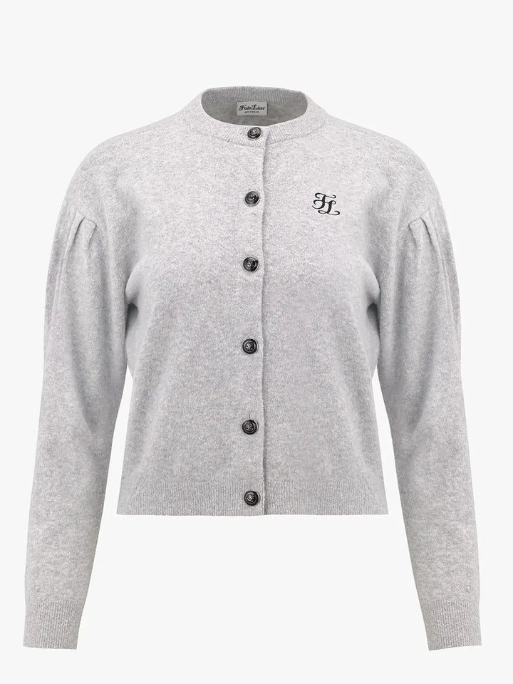 FAIRLIAR Puff Cropped Cardigan-Grey