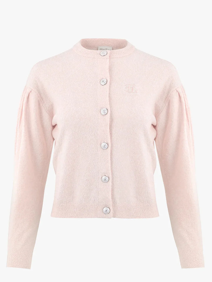FAIRLIAR Puff Cropped Cardigan-Pink