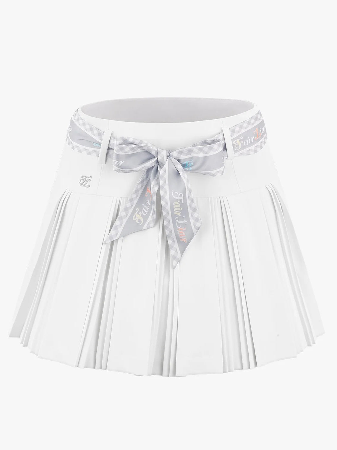FAIRLIAR Scarf Set Pleated Skirt-White