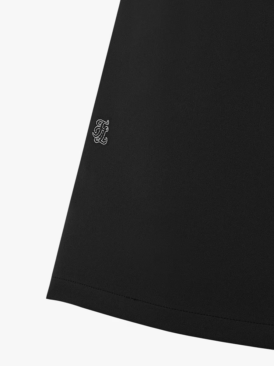 FAIRLIAR Uneven Pleated Skirts-Black