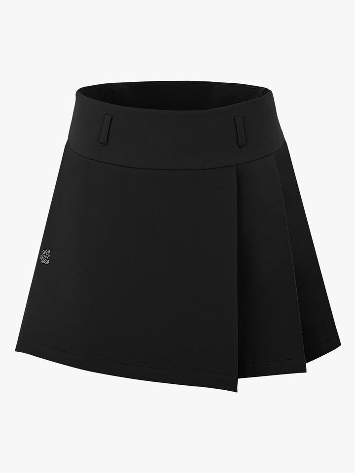 FAIRLIAR Uneven Pleated Skirts-Black