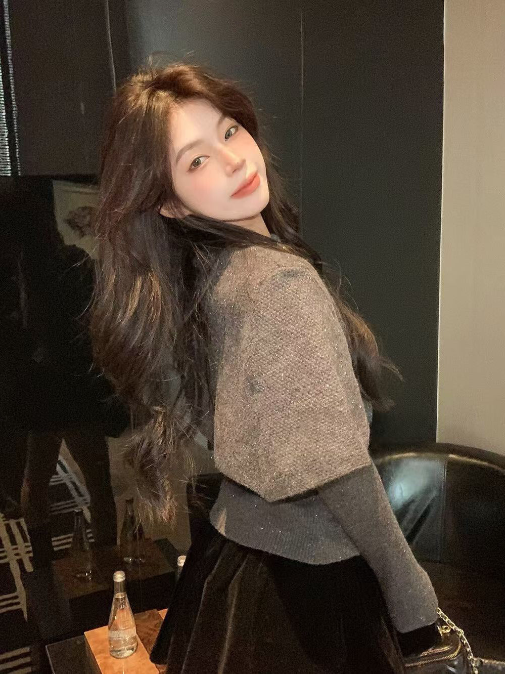 SCENARIO Bow-Draped Knit Top-Two Colors