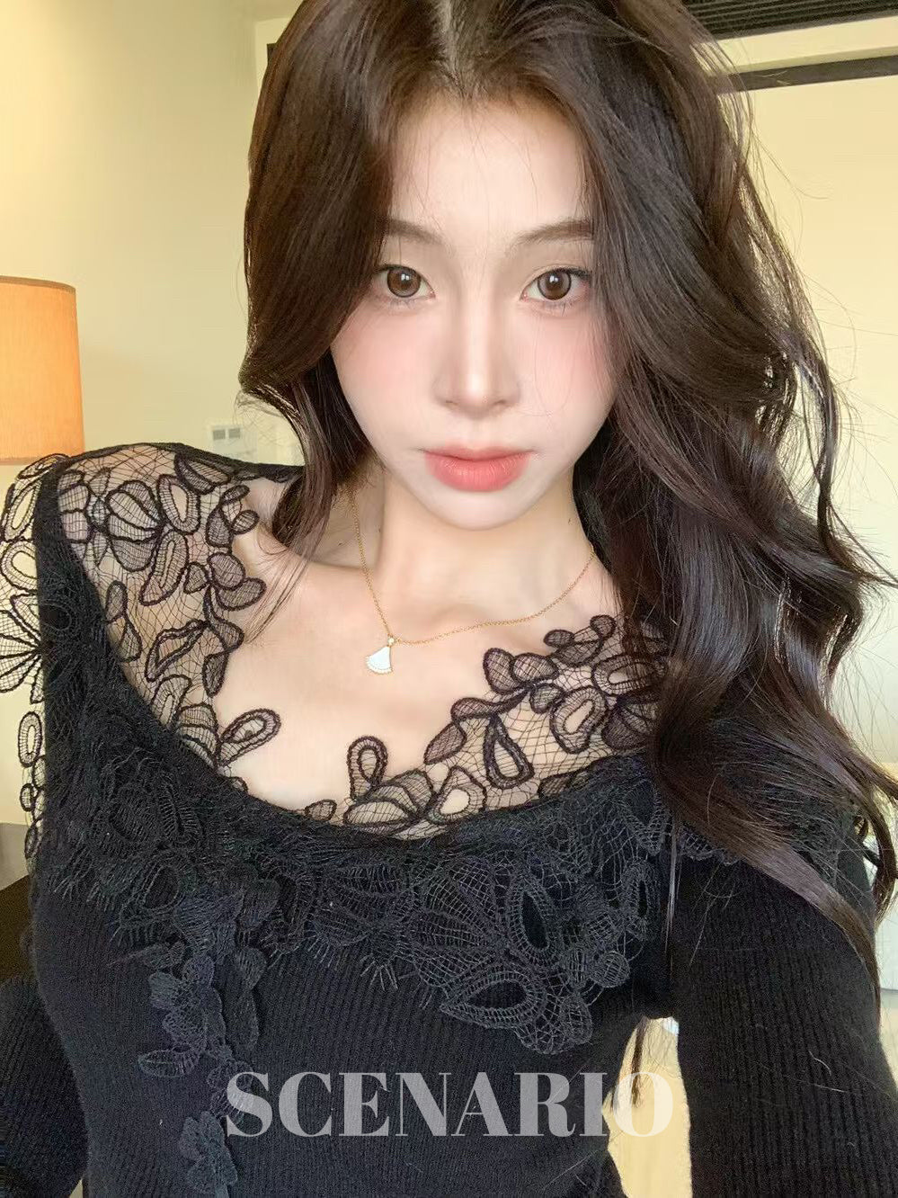 SCENARIO Lace Grace Knit Top-2 Colors