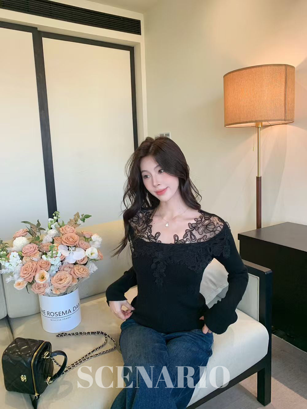 SCENARIO Lace Grace Knit Top-2 Colors