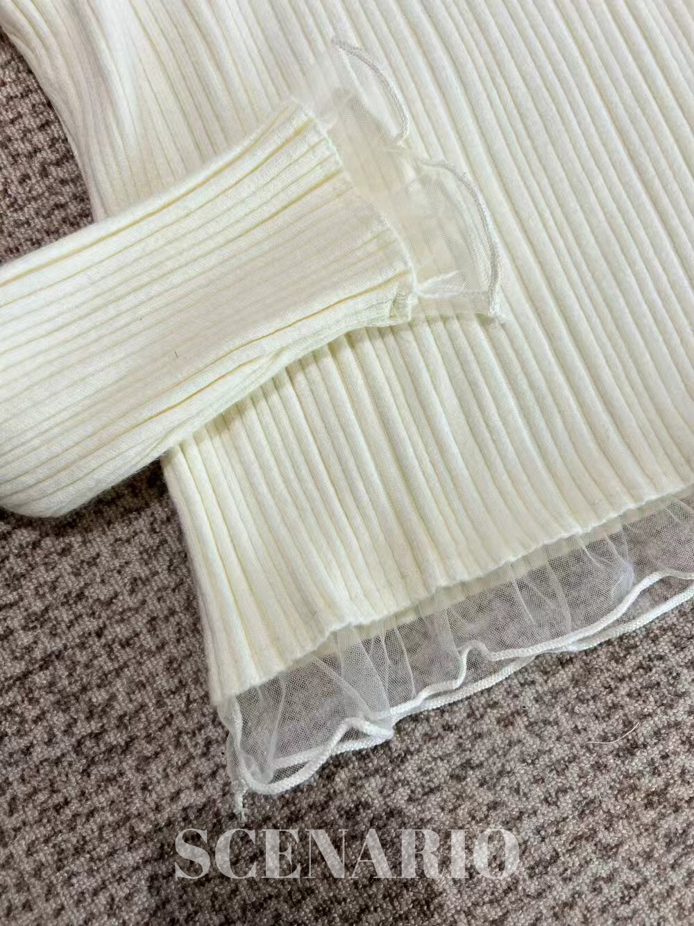 SCENARIO Soft Sheer Ribbed Knit Top-4 Colors