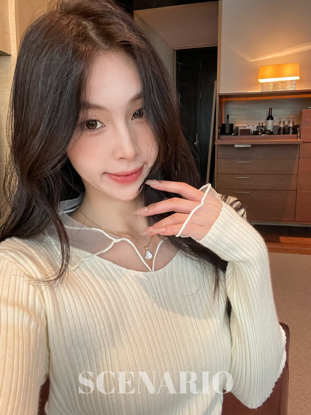 SCENARIO Soft Sheer Ribbed Knit Top-4 Colors