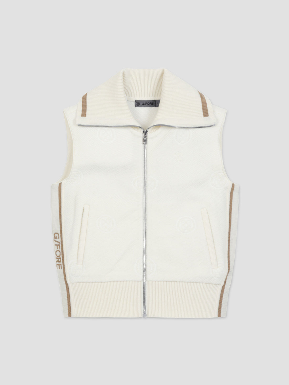 G/FORE FULL ZIP KNIT VEST-Ivory