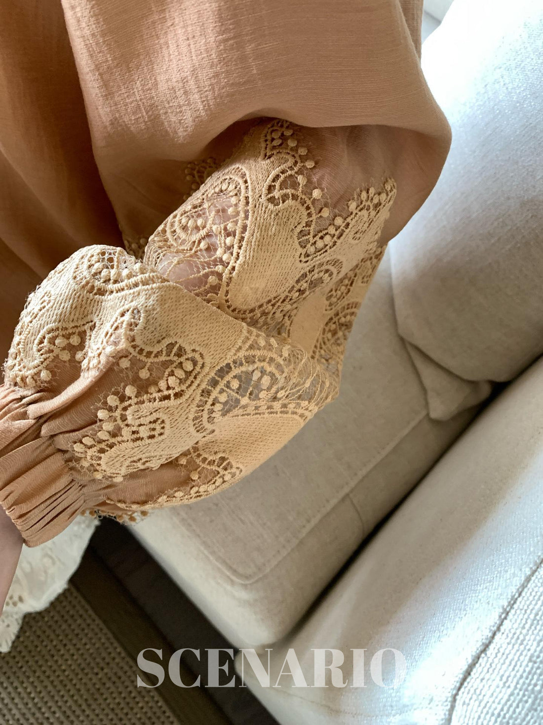 SCENARIO Amber Lace Sleeve Blouse – Orange