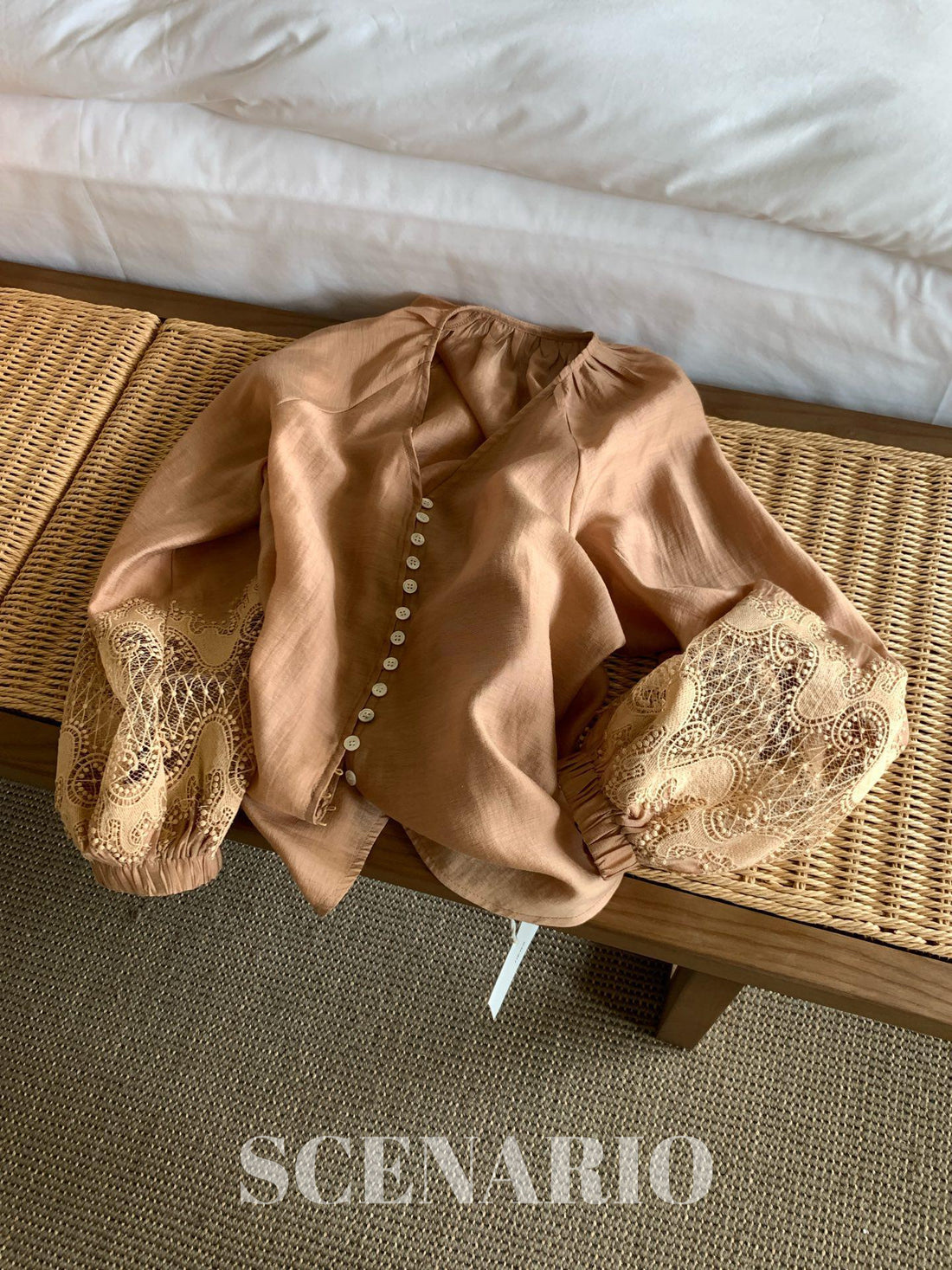 SCENARIO Amber Lace Sleeve Blouse – Orange