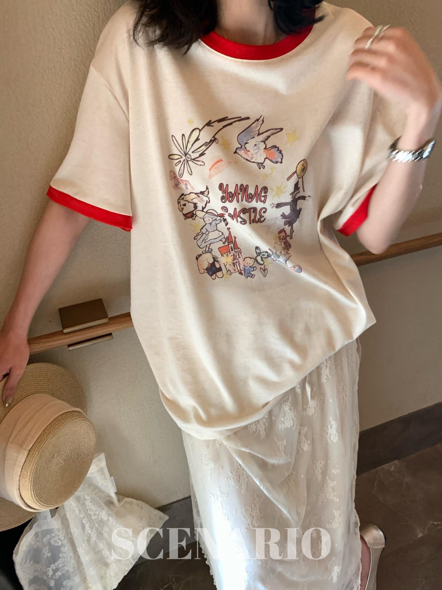 SCENARIO Dreamland Graphic Ringer Tee-Beige