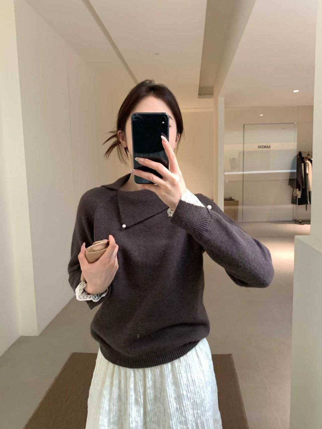 SCENARIO Pearl Knit Top-Two Colors