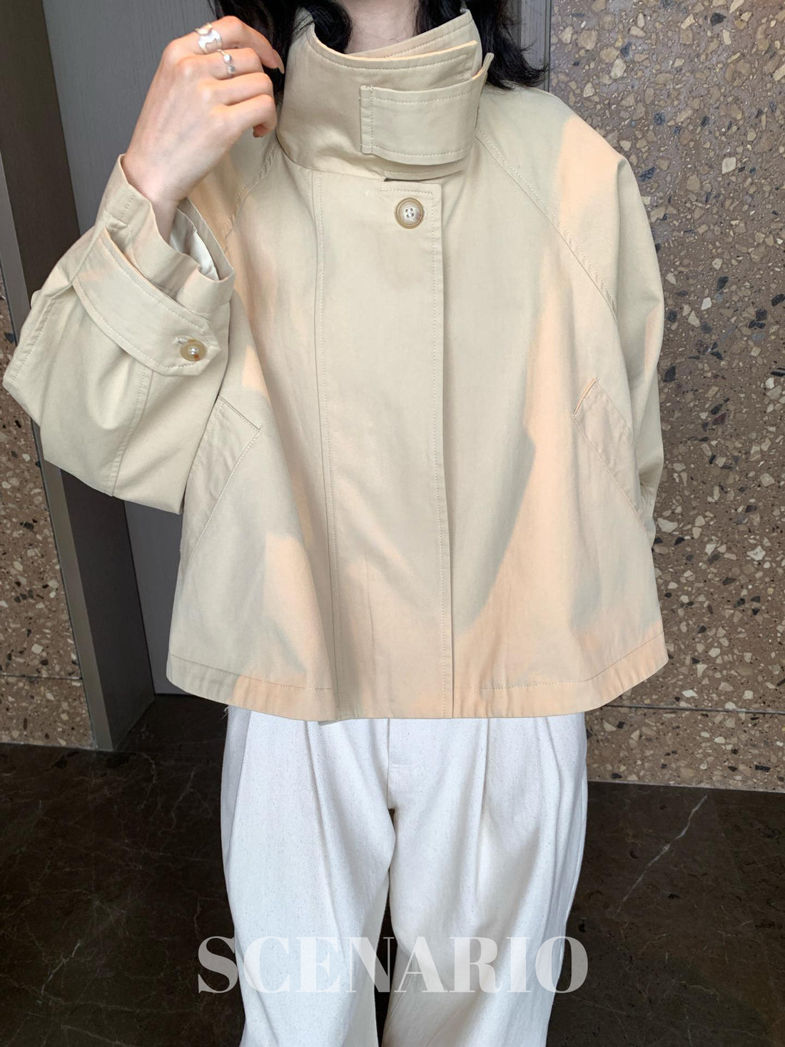 SCENARIO Soft Breeze Cropped Trench Jacket - 2 Colors