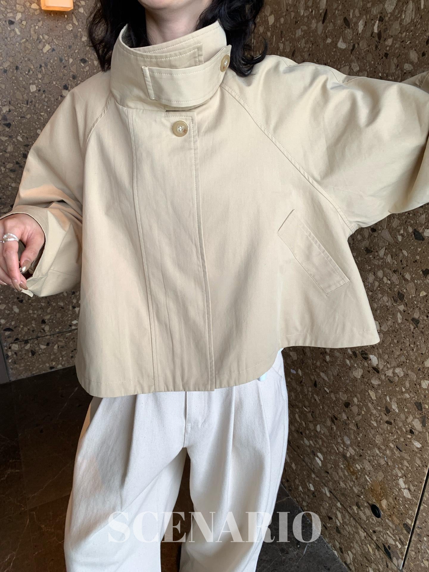 SCENARIO Soft Breeze Cropped Trench Jacket - 2 Colors